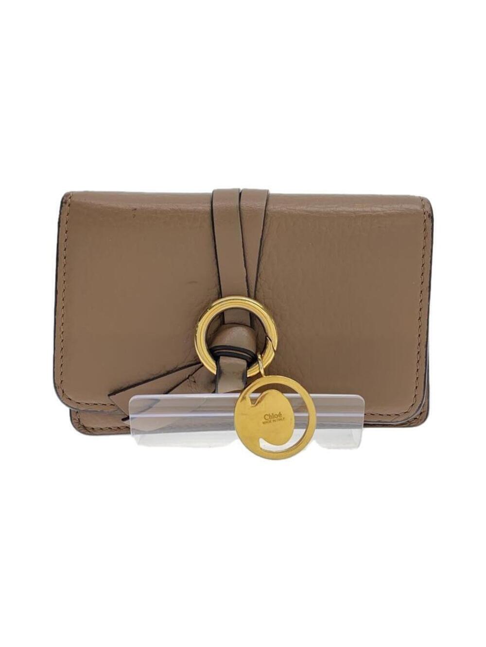 Chloe Card Case Wallet Leather Brown ALPHABET WALLET